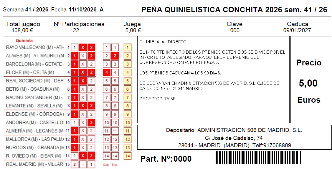 PE�A QUINIELA CONCHITA 