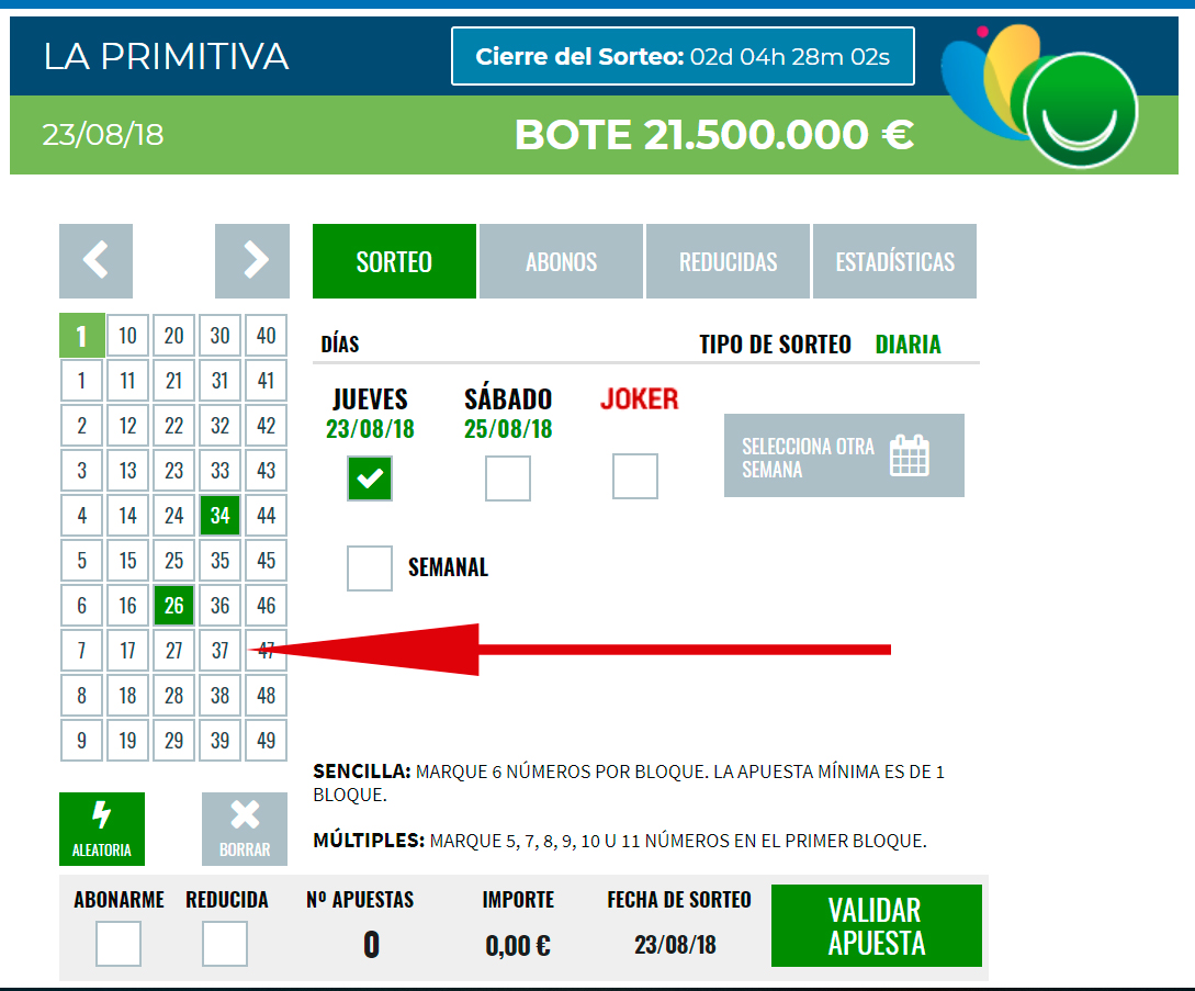 La Primitiva en Lotería Conchita