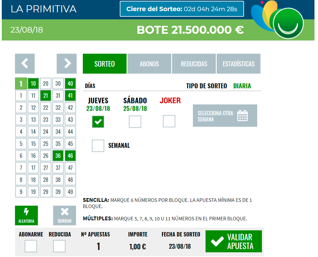 La Primitiva en Lotería Conchita