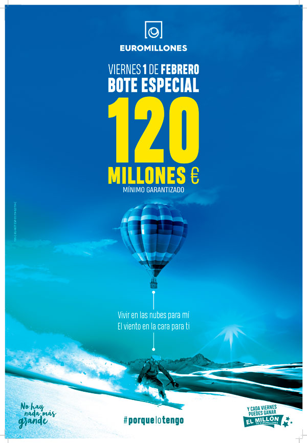 Cartel del bote de 120 millones de euros de los Euromillones del 1 de febrero